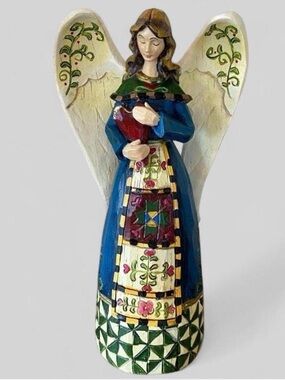 St. Nicholas Square Angel Holding Heart Figurine Folk Art Decor 2008